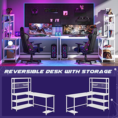 Tribesigns 55" Large Computer Desk with Wireless Charging 5 Storage Shelves, Office Desk Study Table Writing Desk Workstation with Hutch Bookshelf for Home Office (All Black)