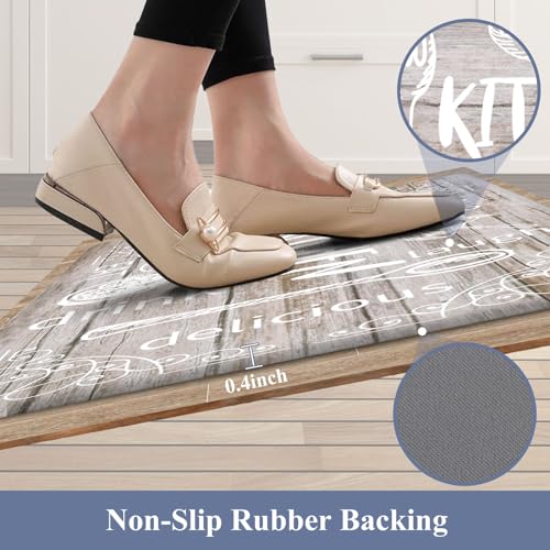 HEBE Anti Fatigue Kitchen Rug Set of 2 Non Slip Cushioned Kitchen Mats for Floor Waterproof Comfort Kitchen Rugs and Mats Farmhouse Chef Mats Floor Carpet for Sink,Laundry Room