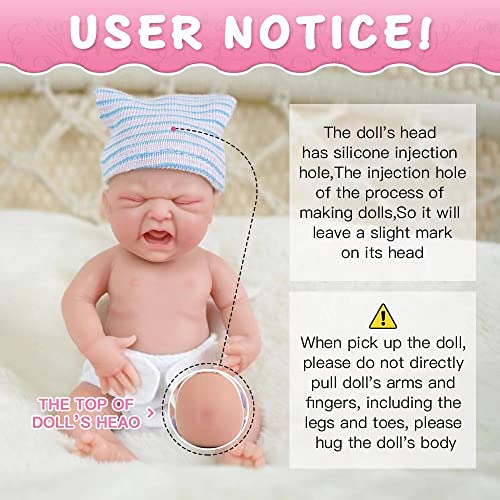 Reborn Baby Doll Boy 7 Inch Silicone Doll Mini Realistic Newborn Baby Dolls Silicone Full Body Stress Relief for Adults Hand Made with Feeding & Bathing Accessories(B)