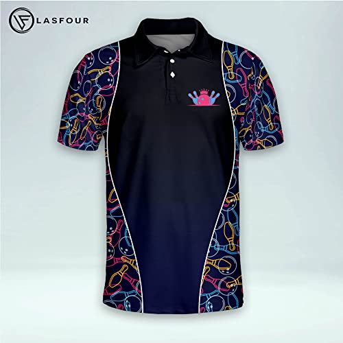 LASFOUR Custom Bowling Shirts with Name, Personalized Bowling Jerseys for Men Short Sleeve, Bowling Team Shirts for Men and Women (Pattern01)