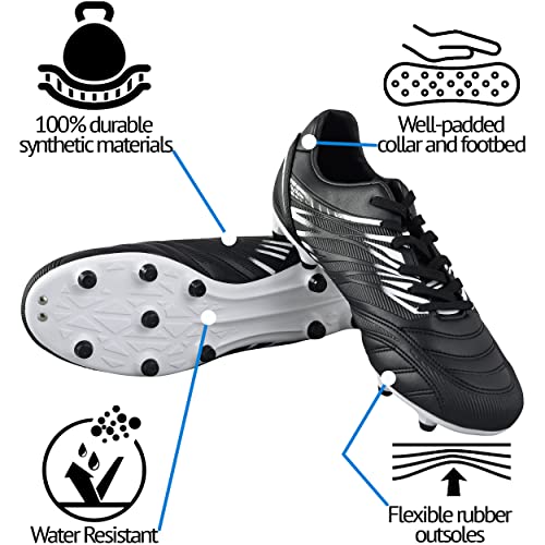 Vizari Valencia Adult Soccer Cleats - Lightweight and Durable Men's Soccer Shoes For Superior Performance - Unisex Mens and Womens Firm Ground Soccer Cleats with Round Studs for Maximum Traction