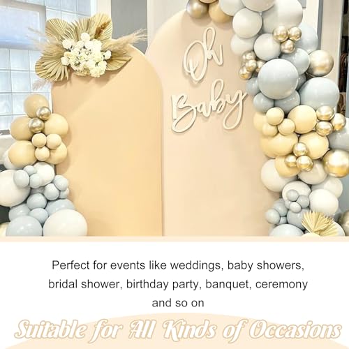 Spandex Fitted Wedding Arch Cover Set of 3 Arch Backdrop Cover, Round Top Chiara Backdrop Stand Covers for Wedding Birthday Party Baby Shower Banquet Arch Decoration (Sage Green, 5FT,6FT,6.6FT)