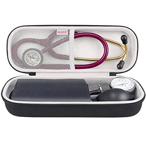 BOVKE Travel Stethoscope Case for 3M Littmann Classic III, Lightweight II S.E, MDF Acoustica Lightweight Stethoscopes, Mesh Pocket for Pen Lights, Medical Scissors, Nurse Accessories for Work, Black