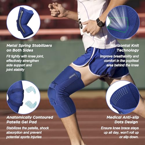 NEENCA Knee Brace for Knee Pain, Compression Knee Support with Patella Tendon Srtap & Gel Pads, Side Stabilizers. Knee Sleeve for Meniscus Tear, ACL, PCL, Arthritis, Joint Pain Relief, Runner, Workout