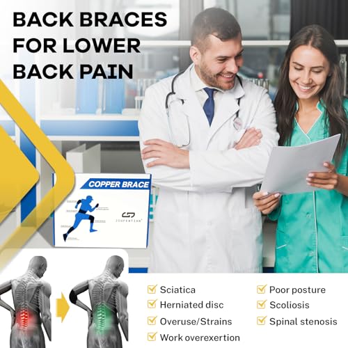 JIUFENTIAN Back Braces for Lower Back Pain with Support System - Copper Back Brace for Herniated Disc-Lumbar Support for Sciatica, Scoliosis,Heavy Lifting-Kidney Belts for Sport(Small)