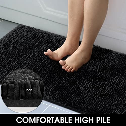 HOMEIDEAS 2 Pieces Bathroom Rugs, Non Slip Absorbent Chenille Toilet Bath Mat Set (Beige)