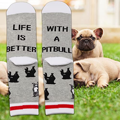 PXTIDY 2 Pairs Pit Bull Dog Socks Pitbull Mom Gifts Novelty Crew Socks Gifts for Pitbull Lovers Pitties Pet Dog Owner Gifts