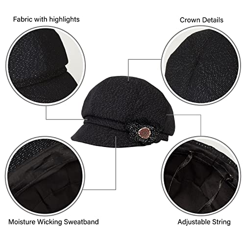 Juiterchy Women Retro Classic Visor Newsboy Cabbie Cap Beret Hats with Flower Buckle for Woman Ladies