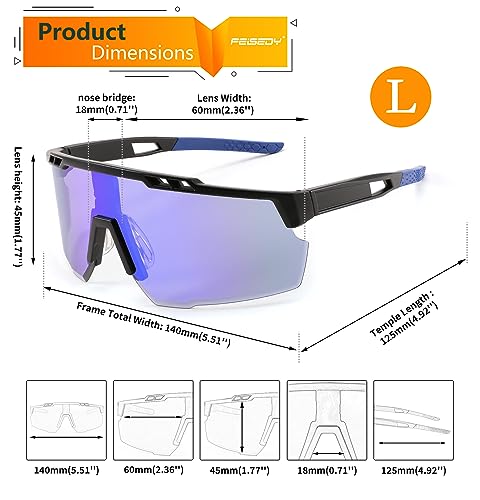 FEISEDY Sports Sunglasses for Men and Women, UV400 Protection Cycling Goggles Golf Baseball Driving Fishing B0022