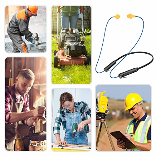 MIPEACE Bluetooth Earplug Headphones, Neckband Wireless Earbuds earplugs-29db Noise Reduction isolating in-Ear earplug Earphones and Controls,IPX5 sweatproof,19+Hour Battery(Blue)