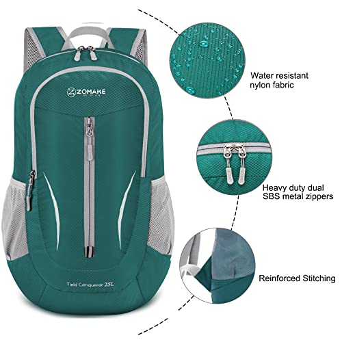 ZOMAKE Ultra Lightweight Packable Backpack 25L - Foldable Hiking Backpacks Water Resistant Small Folding Daypack for Travel(Black)