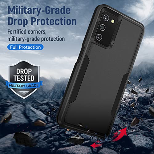 Warsia for Samsung Galaxy A03S Case,with Screen Protector [Military Grade Drop Tested] Heavy-Duty Tough Rugged Shockproof Protective Case for Samsung A03S, Black