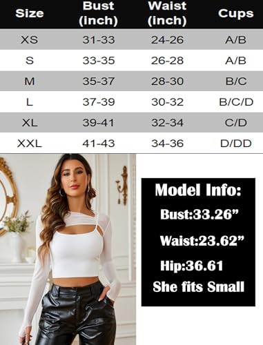 Avidlove See Through Crop Top for Women 2 Piece Crop Top with Cami Top Long Sleeve Shirt with Thumb Holes Navy Blue