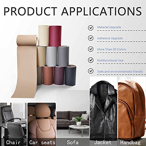 YAFLC Leather Repair Patch for Furniture, 40" x 16" Self Adhesive Leather Repair Kit Vinyl Repair Tape for Car Seat Sofa Jackets Couches Chair Khaki