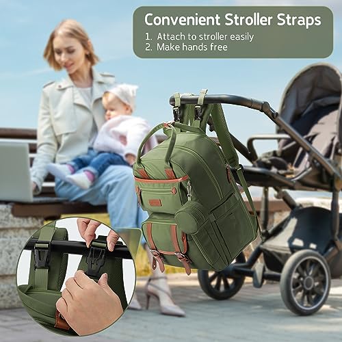 Maelstrom Diaper Bag Backpack,29L-45L Expandable Large Baby Bag for 2 Kids/Twins with Removable Cross Body Bottle Bag for Mom/Dad,Stylish Nappy Bag Gift for Boys/Girl-Mothers Day Gifts-Mint Green