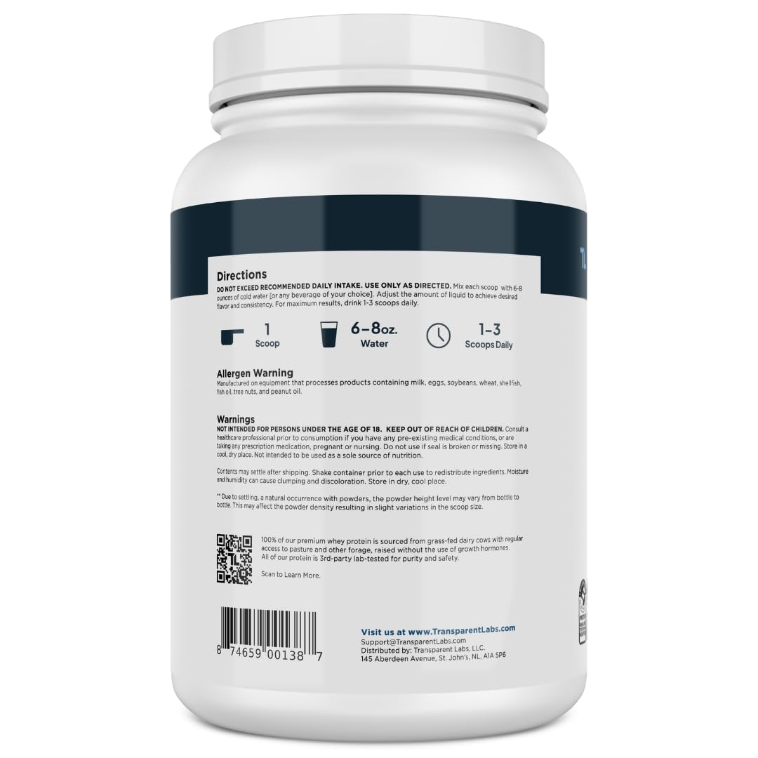 Transparent Labs Grass-Fed Whey Protein Isolate - Natural Flavor, Gluten Free Whey Protein Powder w/ 28g of Protein per Serving & 9 Essential Amino Acids - 30 Servings, Milk Chocolate