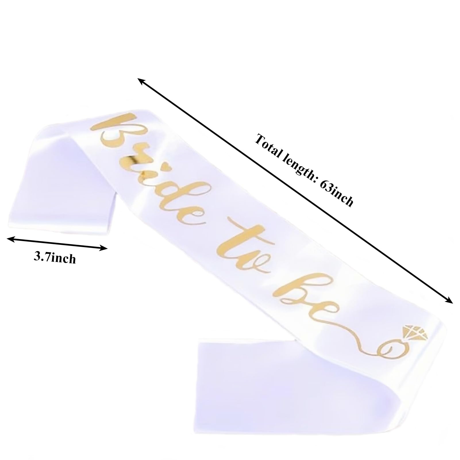 Luwigs Bride to Be Sash for Bridal Shower Bachelorette Party Wedding Engagement Party Favors Gift White Satin Sash with Rose Gold Foil Lettering