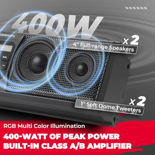 KEMIMOTO UTV Sound Bar 16 Inch SoundBar UTV Sound System SXS Speakers Bluetooth-Compatible with Multicolor LED Lighting Compatible with Polaris RZR Can-Am Defender Maverick X3 CFMOTO ZFORCE