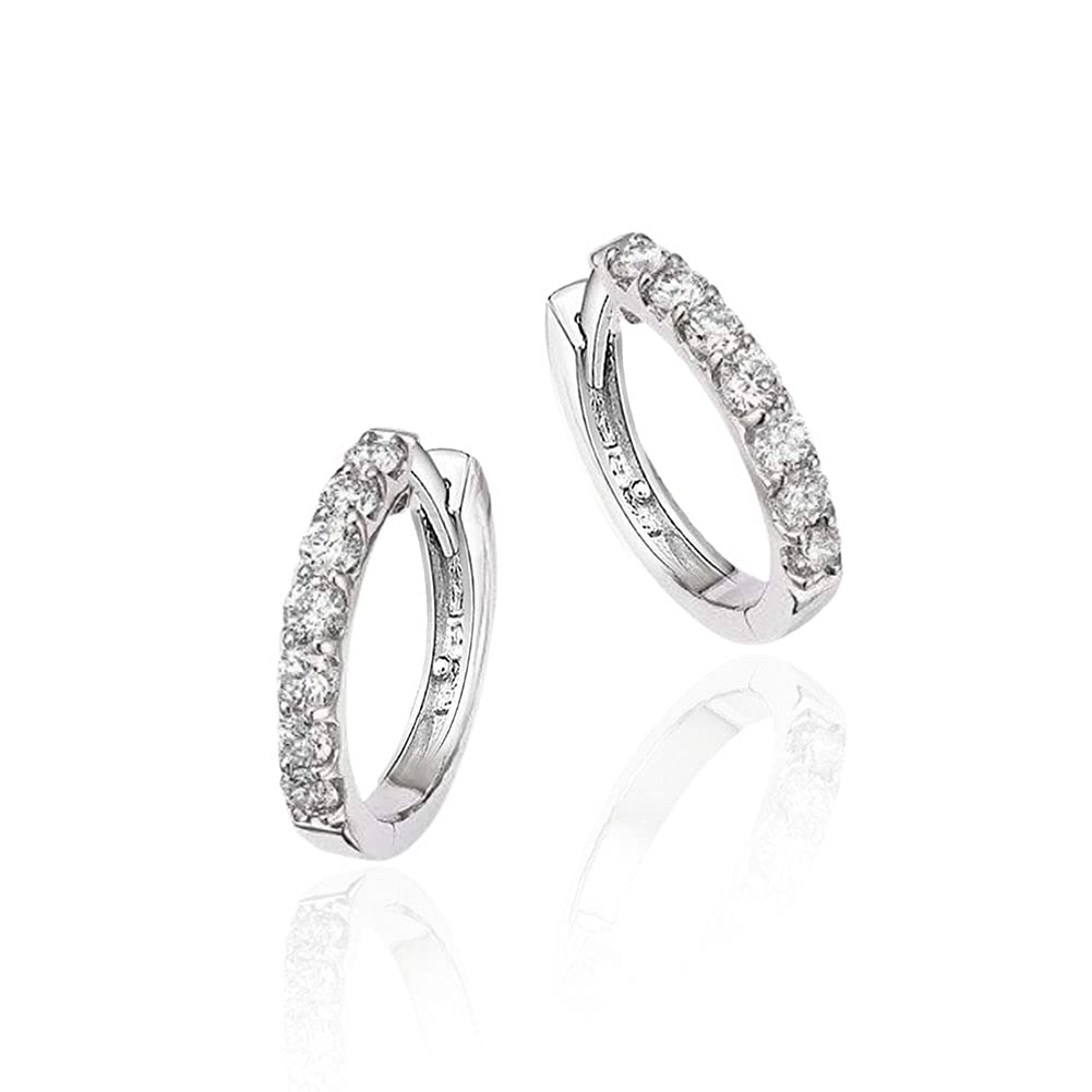 Hithop Premium Quality Fashion Women's Rhinestone Silver Round Rings Hoop Stud Earrings Jewellery Gift