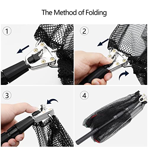 SAN LIKE 2pack Fishing Net Fish Landing Nets Ice Fishing Collapsible Telescopic Sturdy Pole Handle for Saltwater Freshwater Extending to 51inches (51inch-2pack)