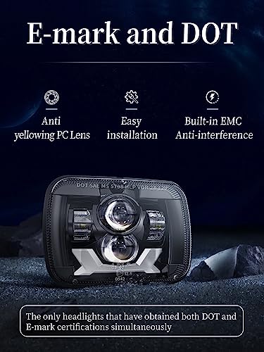 HWSTAR 2022 180W 1000% Bright H6054 5x7 7x6 Led Headlights Compatible with Jeep Cherokee XJ Wrangler YJ [ DOT][Anti-glare][DRL Turn Signal][Hi/Low Sealed Beam] Ford Chevy GMC Toyota Nissan Dodge etc