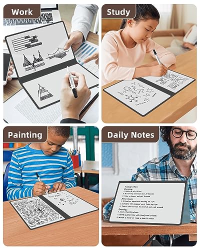 Mehaving Portable Small White Board Dry Erase Board, Reusable 9.5 * 6.6in Notebook Memo, Office Home Supplies Desk Accessories MH760 (Black)
