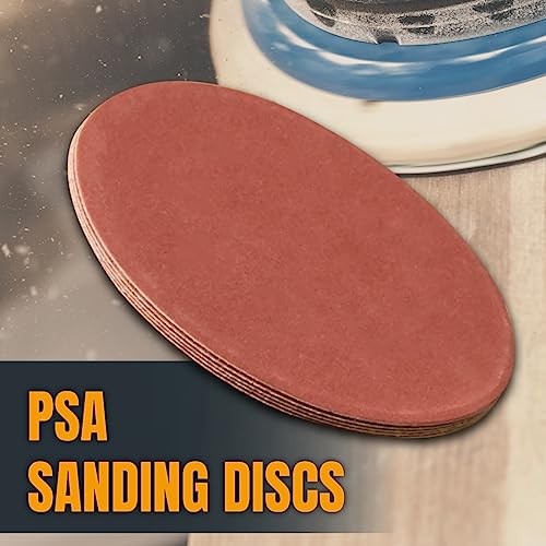 POWERTEC 45510-P3 5-Inch PSA Sanding Disc, 100 Grit, Aluminum Oxide Adhesive Sandpaper for Random Orbital Sander, 1x30 Belt Disc Sander, 60 PK