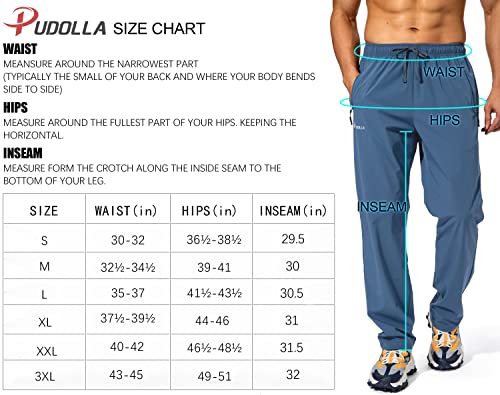 Pudolla Men's Workout Athletic Pants Elastic Waist Jogging Running Pants for Men with Zipper Pockets (Deep Khaki 3X-Large)