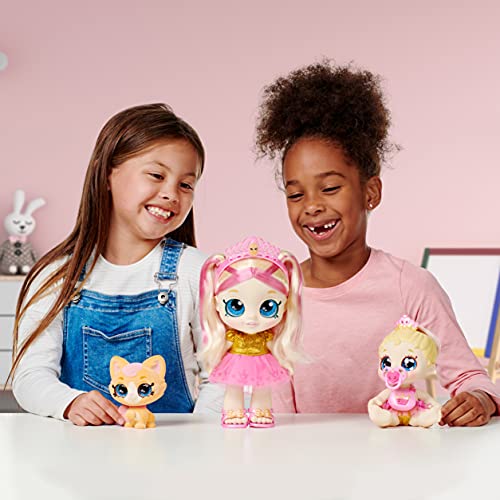 Kindi Kids Scented Sisters Pawsome Royal Family - Pre-School 10" Play Doll: Tiara Sparkles, 6.5" Baby Kindi: Teenie Tiara, and Kindi Pet: Prince Purrfection - Amazon Exclusive