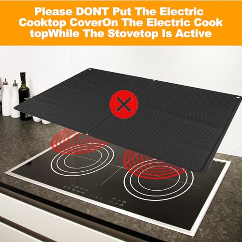 Electric Stove Cover Silicone Mat - 28 x 20 Ceramic Stove top Cover, Heat Resistant Glass Cooktop Cover, Flat RV Range Stovetop Protector, XL Dish Drying Mats for Kitchen (Black)