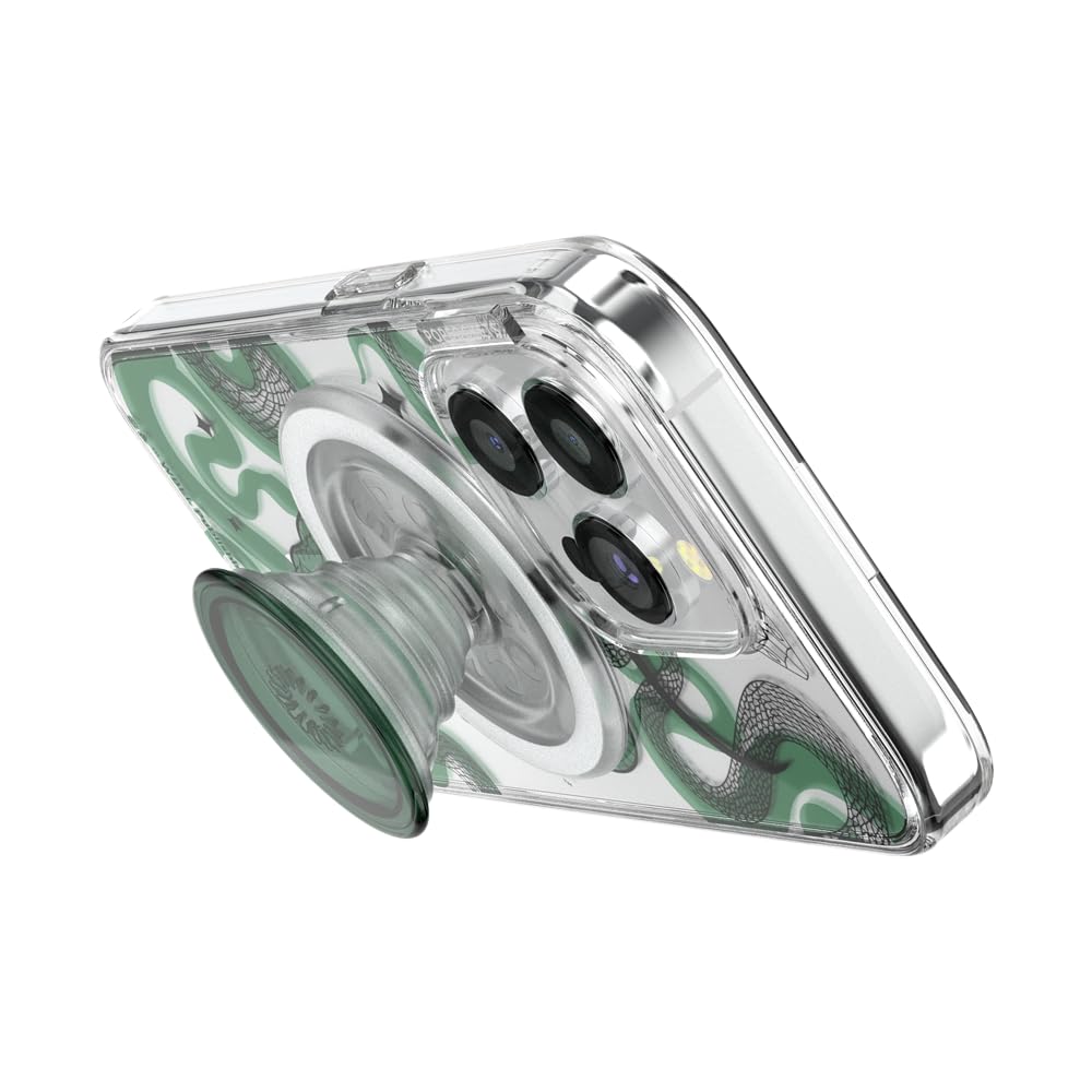 PopSockets iPhone 15 Pro Case with Round Phone Grip Compatible with MagSafe, Phone Case for iPhone 15 Pro, Wireless Charging Compatible, Harry Potter - Slytherin