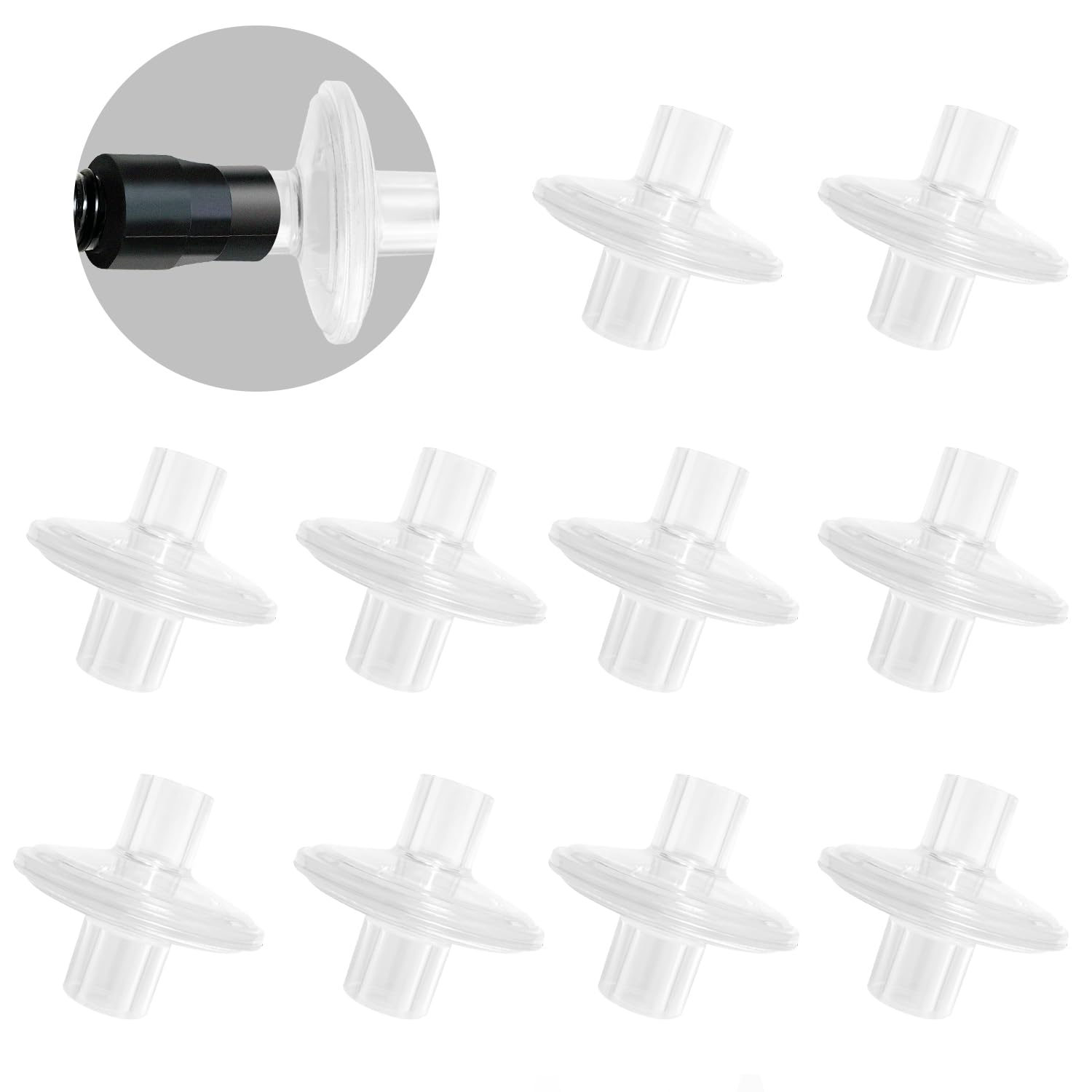 CPAP Inline Filter-10 Pcs Universal CPAP Filters for Res-Med&Dream-Station CPAP and BiPAP Machines Compatible with Standard 22mm Cpap Tube, Low Loss Airflow Designed