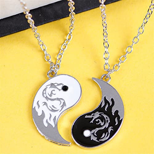 Couple Necklace Sun Moon Yin Yang Necklace for Couples Black White Tai Chi Best Friends BFF Necklace for Women Men Jewelry Gift 2Pcs