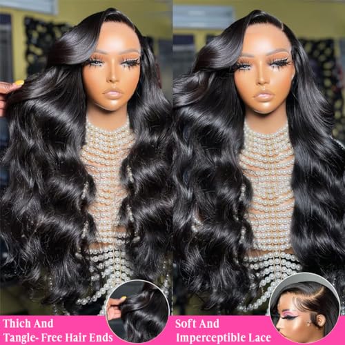 ALSZIQIHR 18 Inch Lace Front Wigs Human Hair Body Wave 13x6 HD Lace Frontal Wig Pre Plucked Bleached Knots With Baby Hair 180 Density Brazilian Human Hair Wigs for Black Women