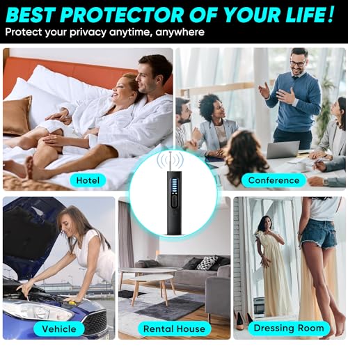 Hidden Camera Detector, 2024 Anti-Spy Camera Detector, Hidden Device GPS Detector, Bug Detector, Rf Wireless Signal Scanner, Camera Detector for Hotels, Home, Office, 5 Levels Sensitivity (Black)