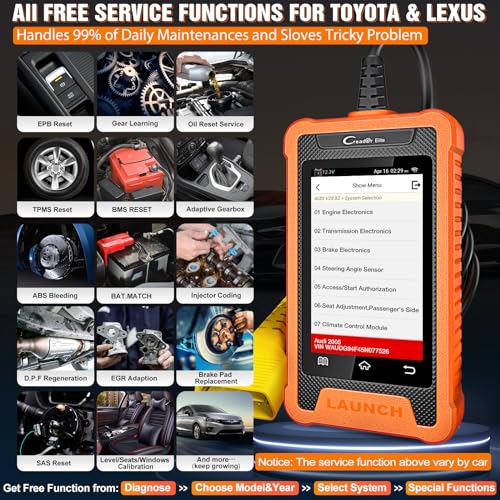 LAUNCH Creader Elite Bi-Directional OBD2 Scanner for Toyota Lexus, 2024 Full System Diagnostic Scan Tool, All Reset Service Code Reader, ECU Coding, Battery Registration,AUTO VIN,Lifetime Fr-ee Update