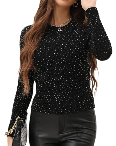 V-Neck Wrapped Long Sleeved top Sparkling Club Blouse Gold-L