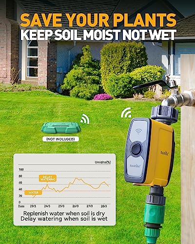 RAINPOINT WiFi Water Timer, Smart Sprinkler Timer Hose Timer WiFi Irrigation Controller, Wireless Watering System Valve, APP & Voice Control, Weather-Based Automatic Rain Delay, Brass Inlet