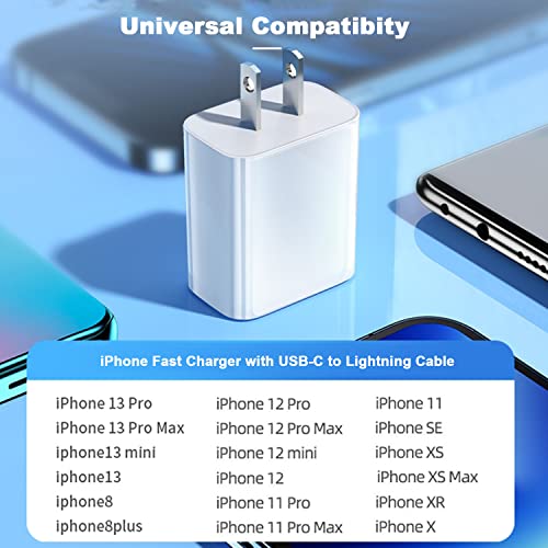 Fast iPhone Charger,10 Foot Extra Long iPhone Fast Charger【Apple MFi Certified】10FT Super Quick Apple Charging 20W USBC Type C Wall Charge Lightning Cable for iPhone 14/13 Pro/Mini/12/11/X/XR/SE/iPad