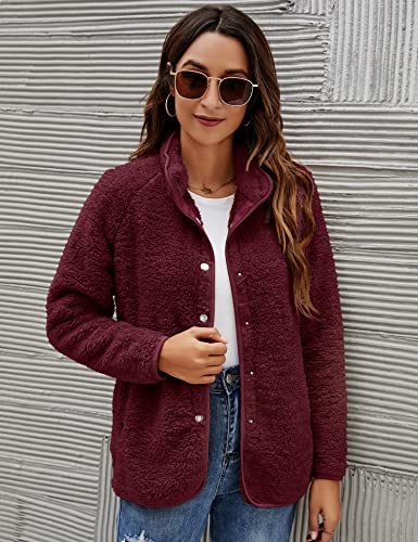 Micoson Warm Winter Outwear Coat for Women Fashion Open Front Button Down Fuzzy Cardigan with Pockets Army Green M