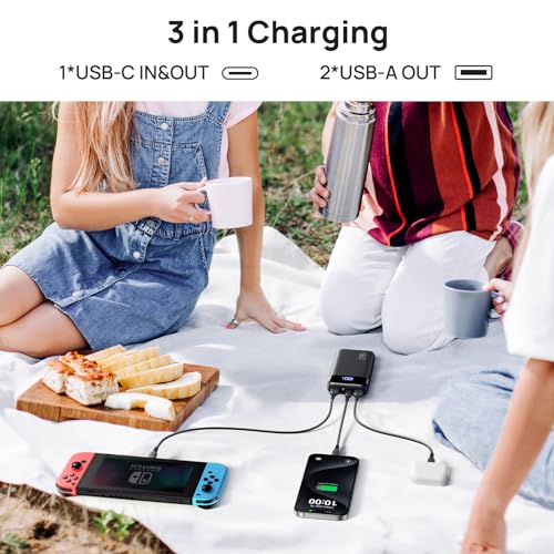 INIU Portable Charger, 22.5W 20000mAh USB C in & Out Power Bank Fast Charging, PD 3.0+QC 4.0 LED Display Phone Battery Pack Compatible with iPhone 15 14 13 12 Pro Samsung S21 Google iPad Tablet, etc.