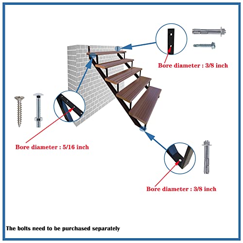 Steel Stair Step Riser - 1 Step for Deck Height 12 Inches Stair Stringer Step Stringer