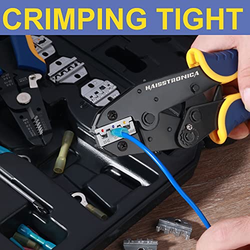 Haisstronica Crimping Tool for Non-Insulated Open Barrel Terminals Receptacles,AWG 20-10 Ratchet Wire Crimper Tool,Wire Terminal Crimper HS-5327