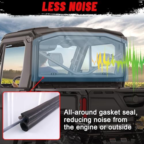 Scratch-Resistant Defender Rear Windshield - StarknightMT UV-Proof Back Window Rear Window Compatible With Can-Am Defender 2016-2024 HD5 HD8 HD10 Max (Clear)
