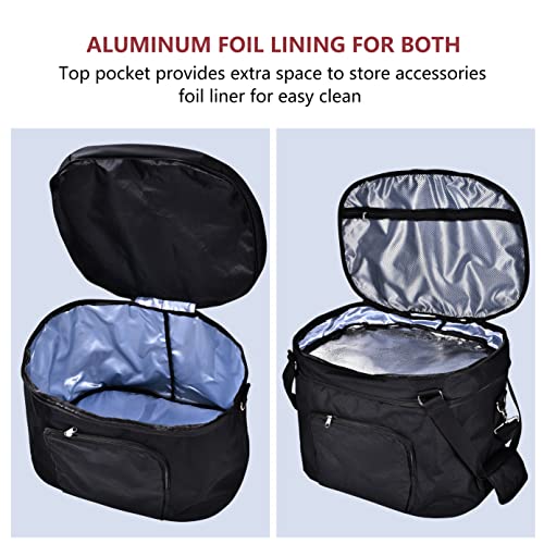 Double Layers Slow Cooker Bag，Carry Case with Top Zip Compartment and Accessory Pocket , Insulated Slow Cooker Carrier Fits for Most 6-8 Quart Oval Slow Cooker, Fabric waterproof ,Easy to clean.(Bag