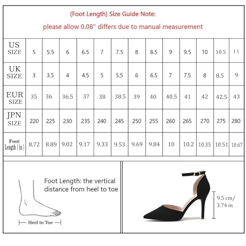 Odisen Women's Closed Toe Pointed Toe High Heels Pumps Dress Shoes for Women (Black Nubuck, 6.5)