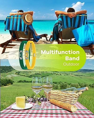 Rosaver Garbage Can Bands Cord Lord Design Adjustable Large Trash Can Rubber Bands Fits 8-33 Gallon Trash Cans Multifunction Bands Litter Box Bands for Kitchen Tables Picnic Party 12 Pack