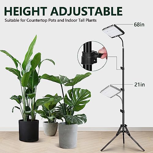 LBW Stand Grow Lights for Indoor Plants, Full Spectrum 96 LEDs Plant Grow Light, Upgraded Floor Grow Lamp with Adjustable Tripod Stand 21-68in, On/Off Switch,Ideal for Tall Large Houseplant Growing