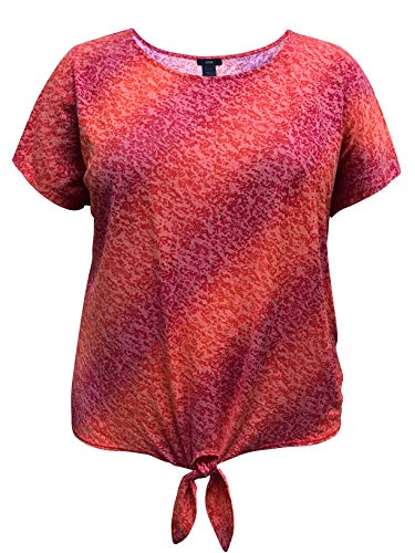 Plus Size Tie-Front Hem Dolman Top (1X-5X) (1X, Red)