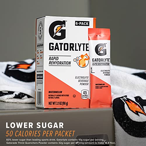 Gatorlyte Rapid Rehydration Electrolyte Beverage, Variety Pack, Lower Sugar, Specialized Blend of 5 Electrolytes, No Artificial Sweeteners or Flavors, 18 pack, 1 pack mixes with 16.9oz (500ml) water